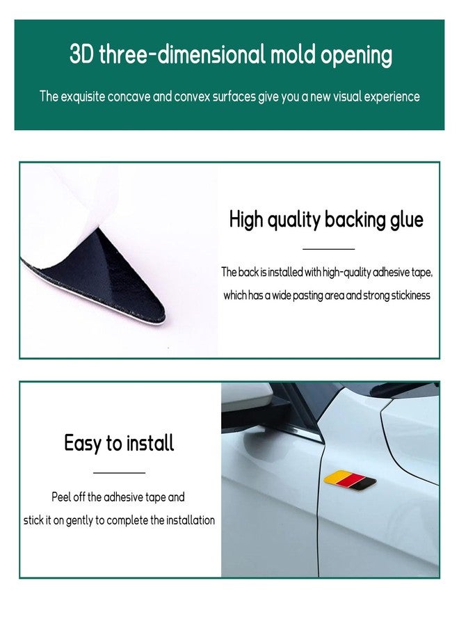 Dickno 2 PCS 3D Tricolor Flag Emblem, Aluminum Car Front Fender Badge Sign Emblem, Auto Stickers and Declaration Decals, Universal Exterior Decor Accessories for All Vehicles (Germany) - Image 3